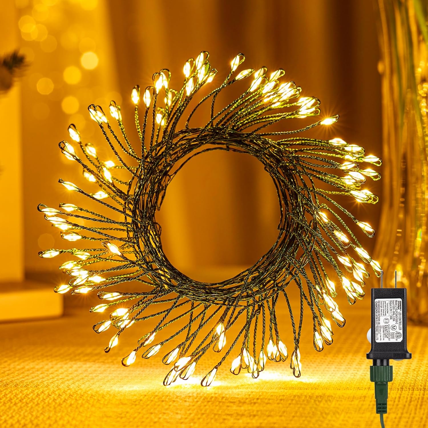 10FT 120LED  warm white fairy lights with twinkle firecracker design