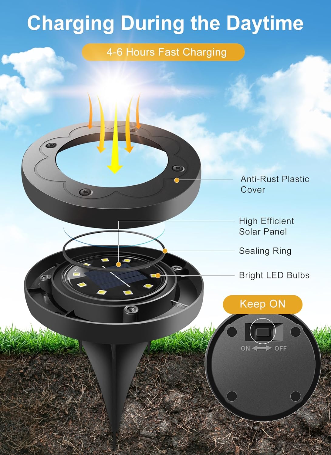 16 Pack LED In-Ground Solar Lights