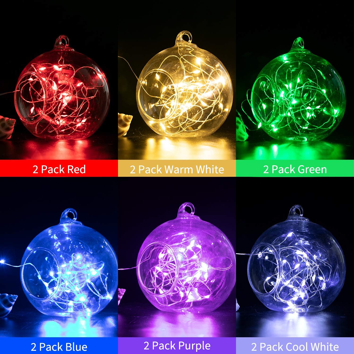 12 Pack Battery Operated Fairy Lights - 7ft 20 LED String Lights for DIY Decor