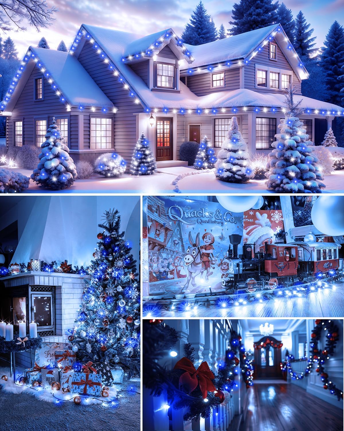 14FT 50 LED Mini String Lights, Blue and White Christmas Lights