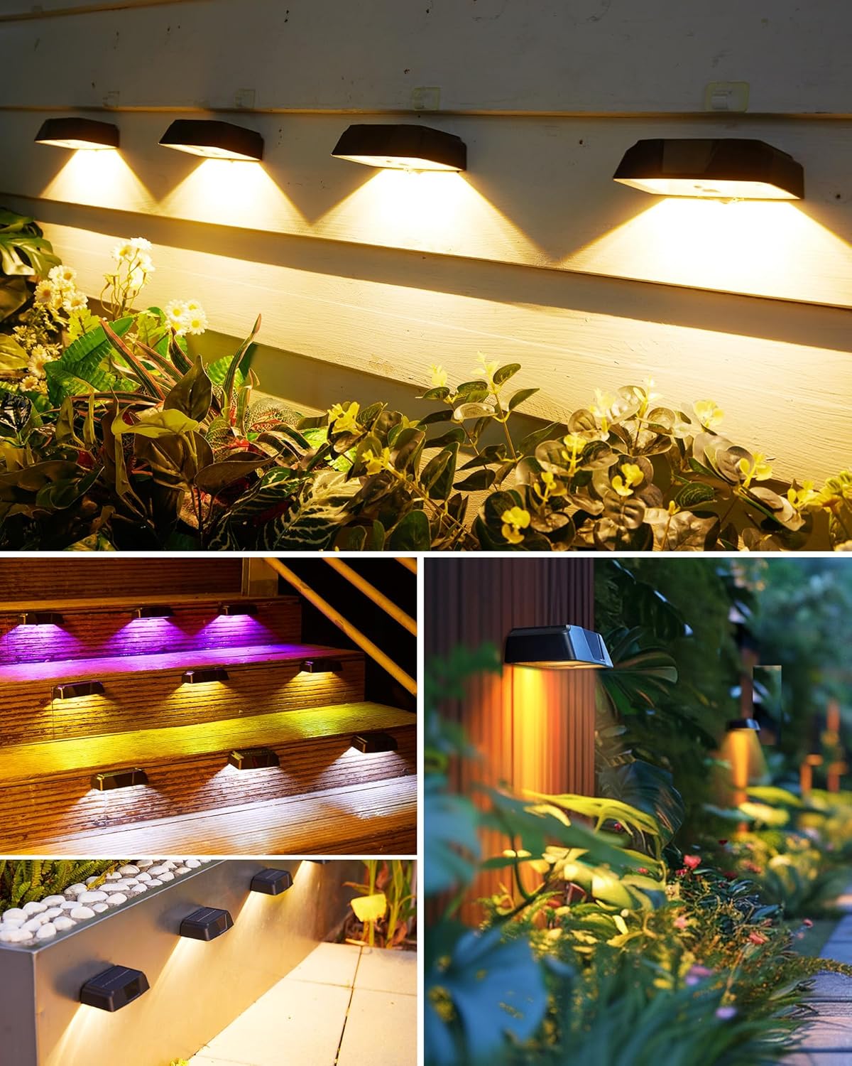 Solar Outdoor Deck Lights, 12 Pack, IP65 Waterproof with RGB Colors