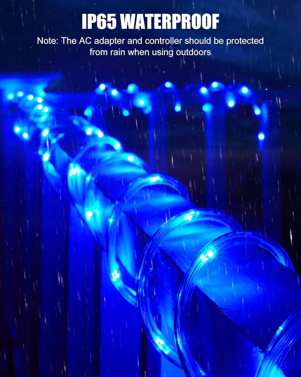 Color Changing Rope Lights with Remote, Operated by Adapter, 16 Colors