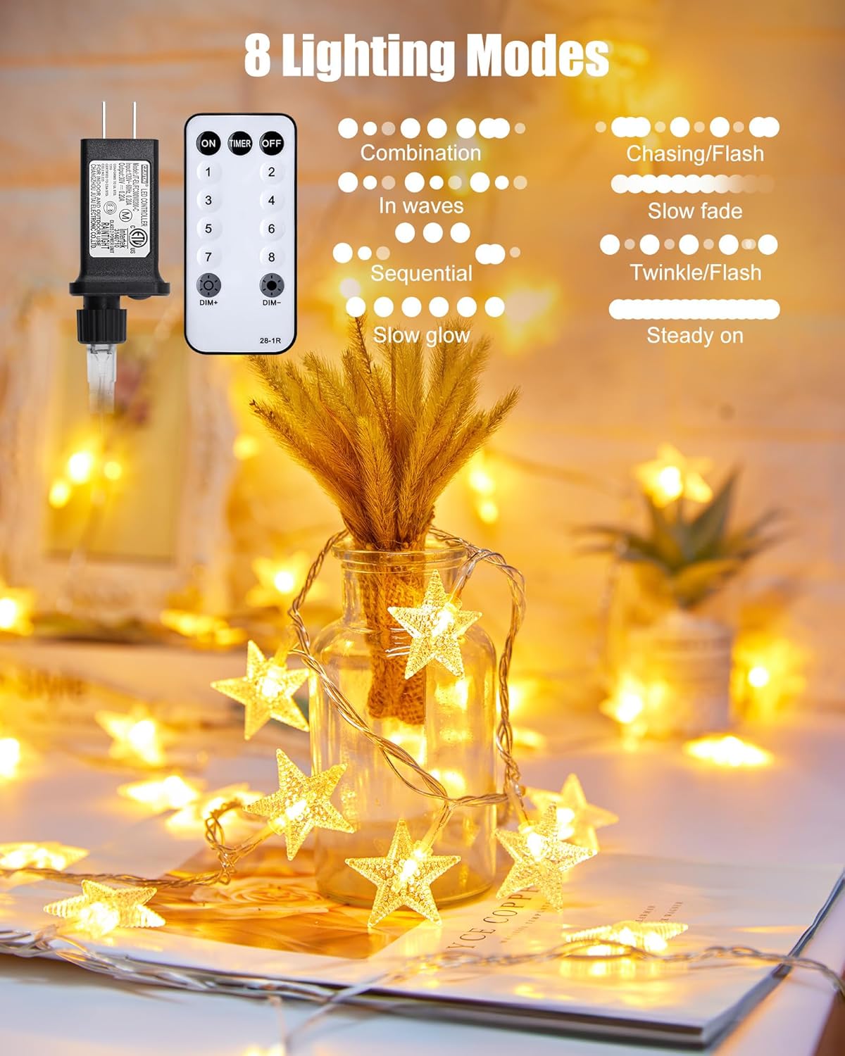 Star String Lights - 33/66 FT, 100/200 LED, Multicolor, Plug-in
