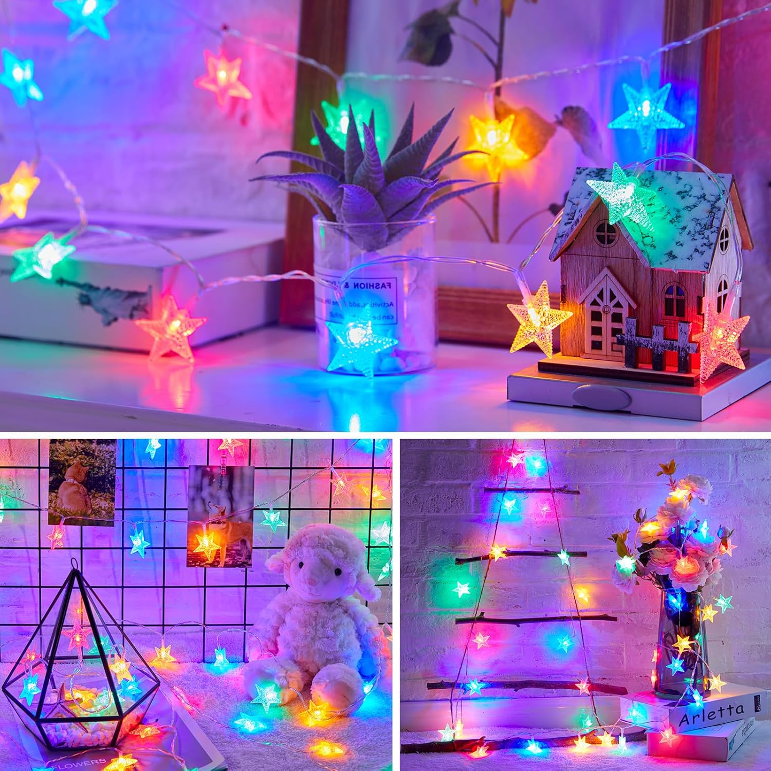 Star String Lights -17 ft 50 LED, Multi-Color, Battery Operated
