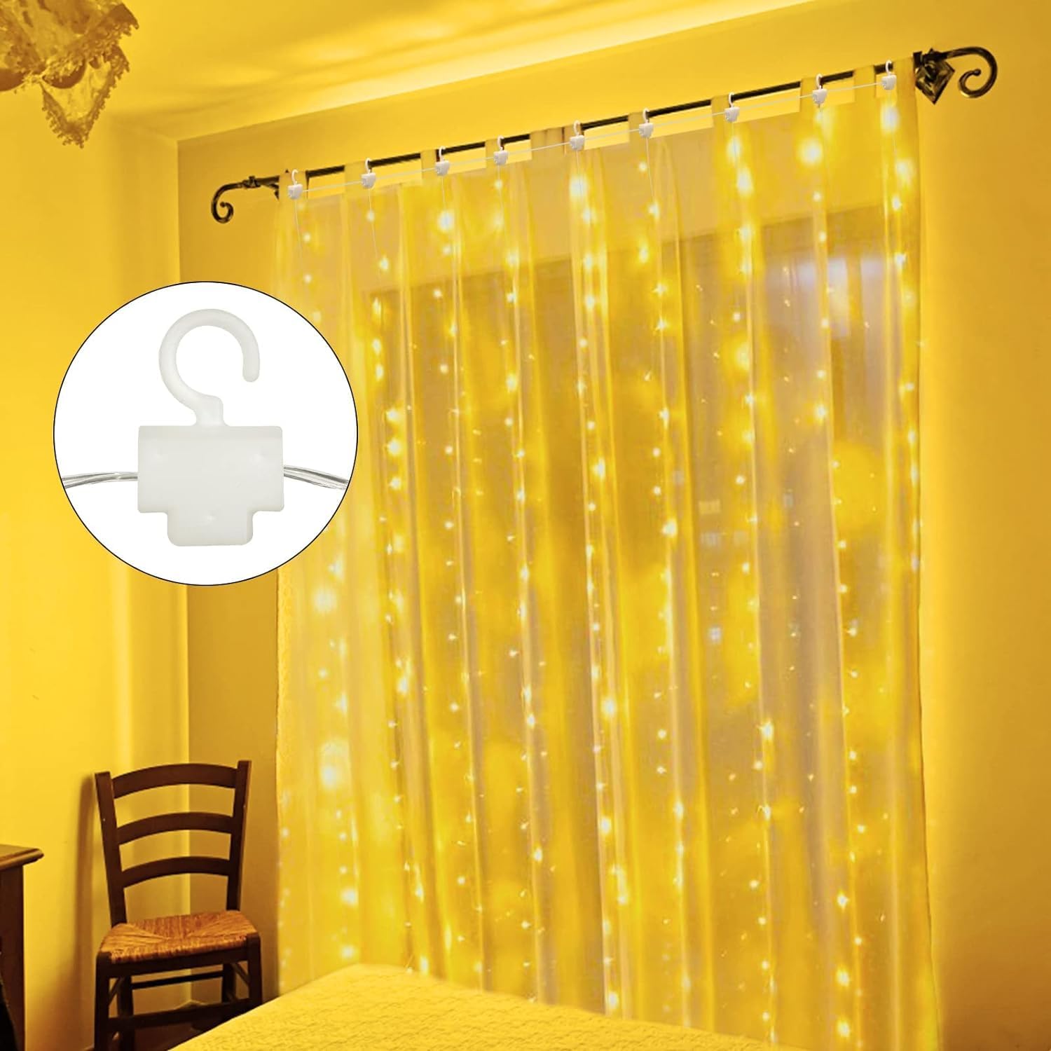 Curtain Lights - 300 LED, Dimmable, Remote & Timer, USB Powered