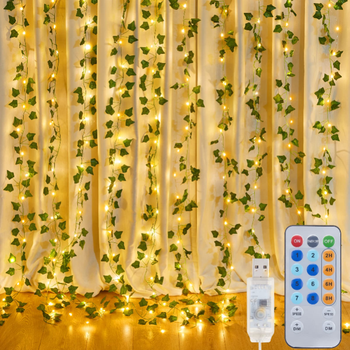 Artificial Ivy Vines Fairy Lights with Remote, USB Operated