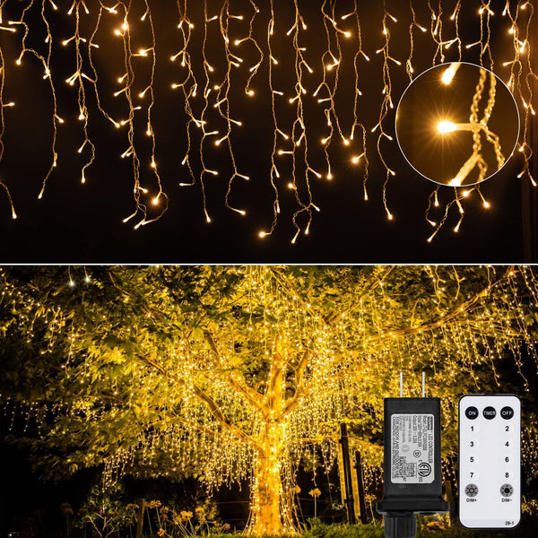 Brightown Icicle Lights Outdoor, 40Ft 432 Led Christmas Lights With 81  Drops, Dimmable Twinkle Fairy Lights With Remote And Timer, Christm