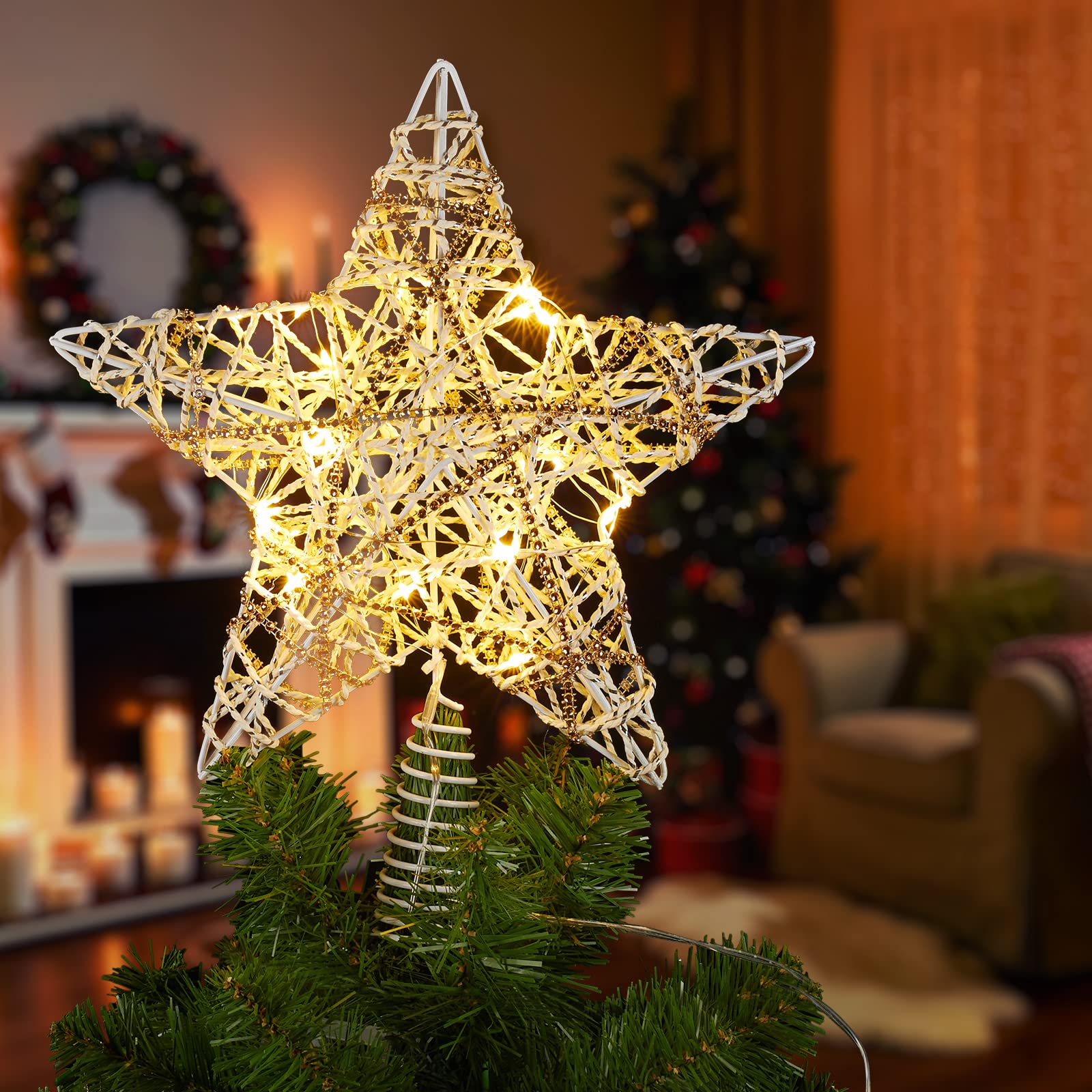 13.8 Inches / 20 LED / White Star Topper