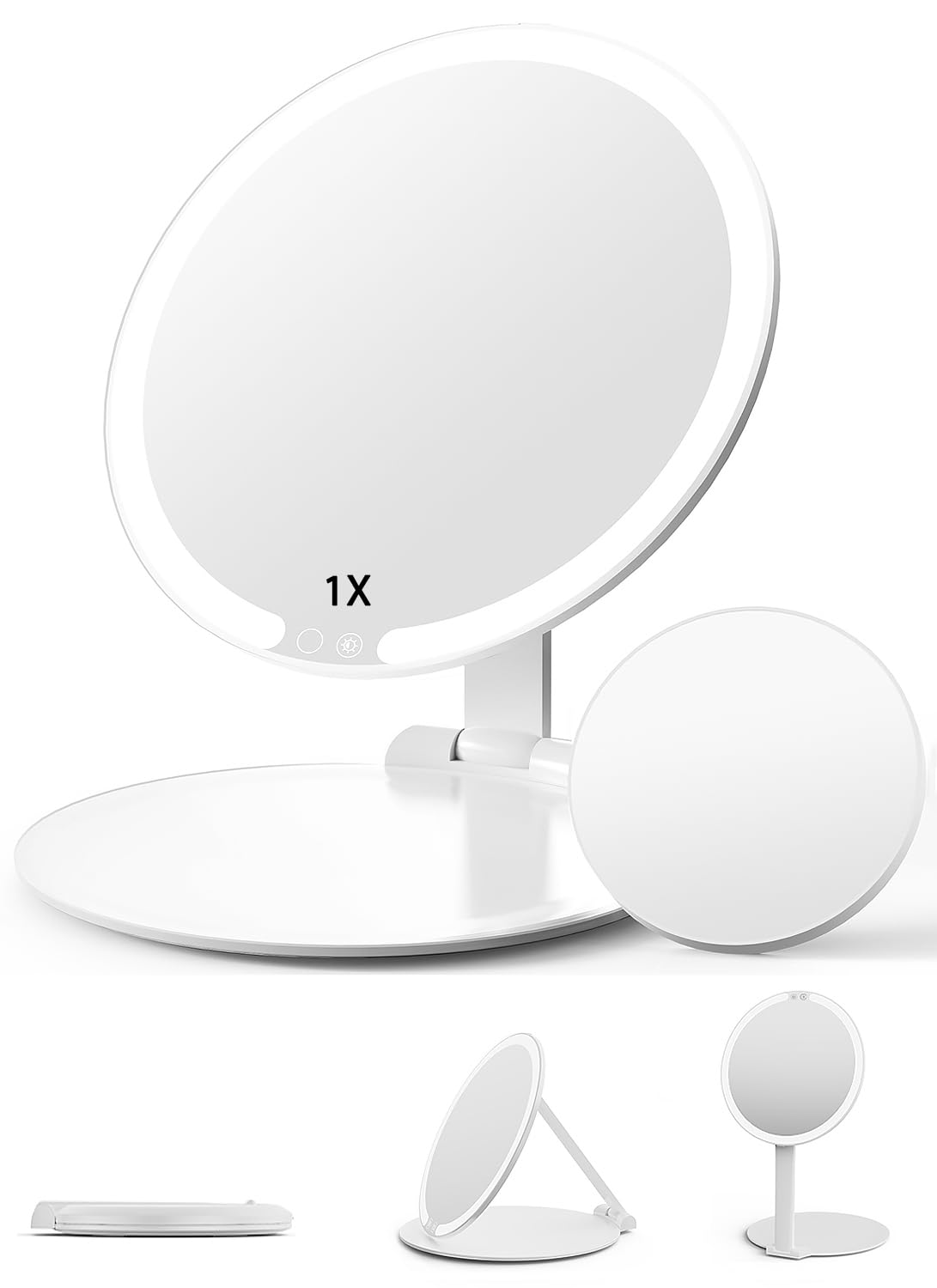 10x Magnifying Foldable Circular Lighted Makeup Mirror