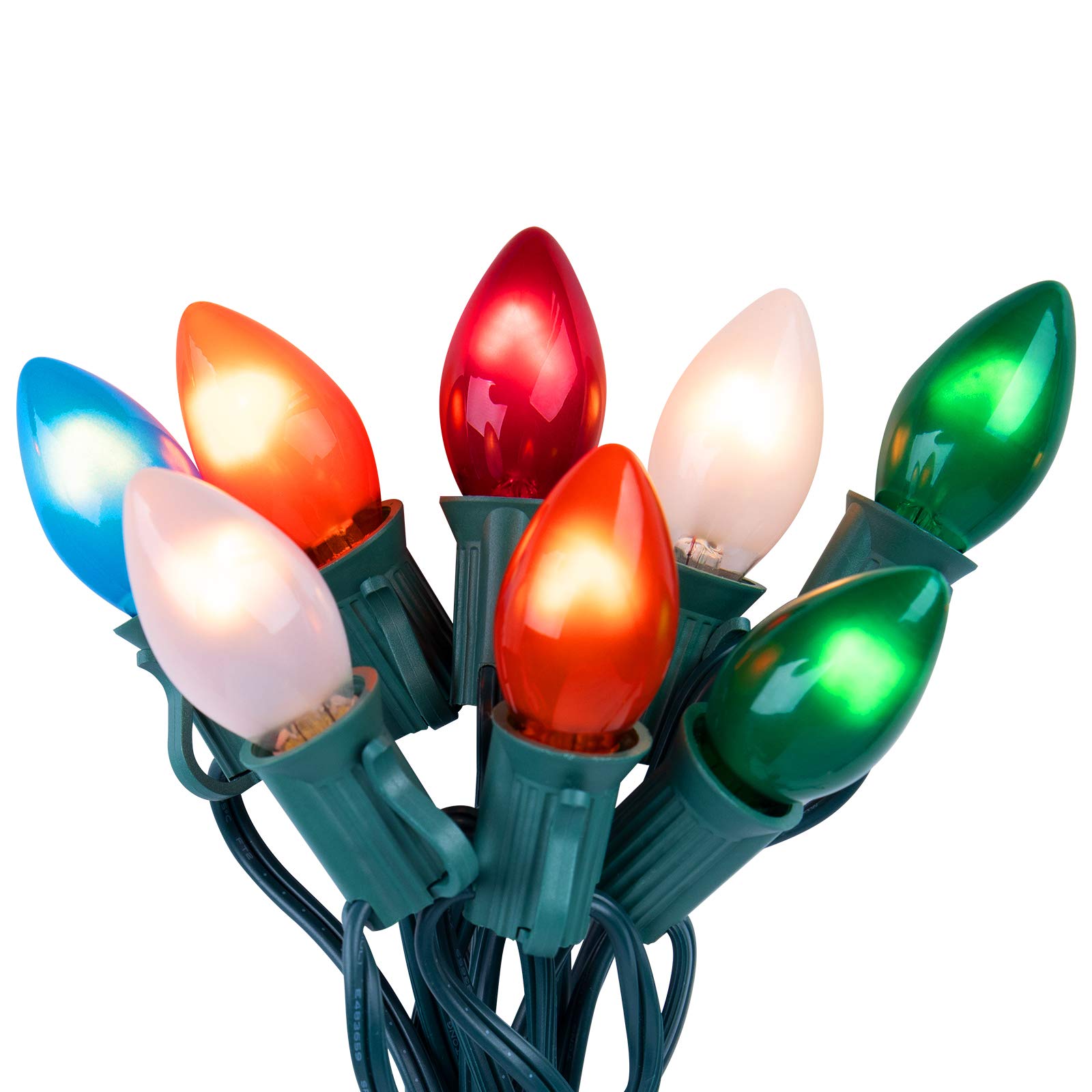 50 Feet / 50 Frosted Bulbs / Multicolor