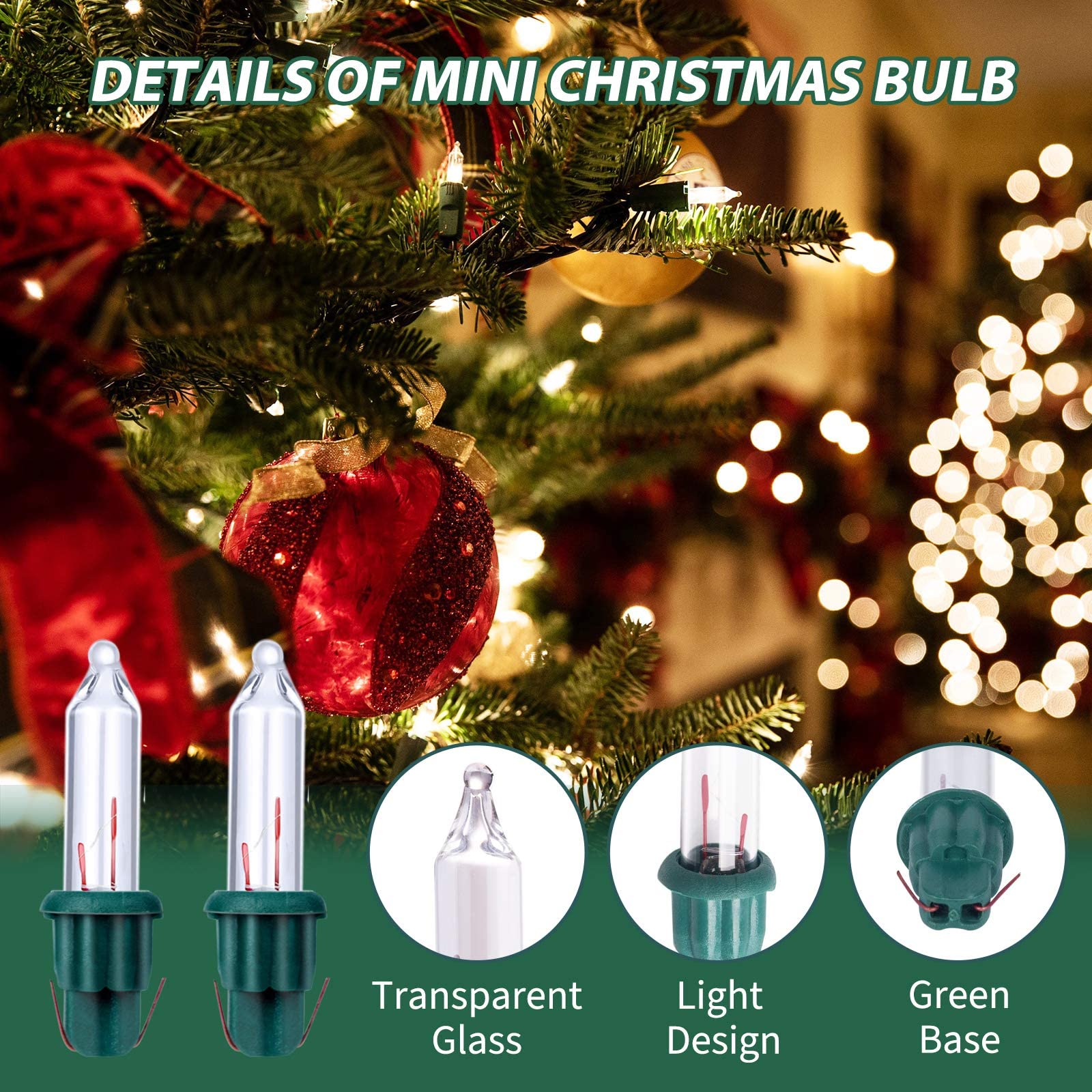 Christmas Replacement Incandescent Mini Bulbs for Mini String Lights