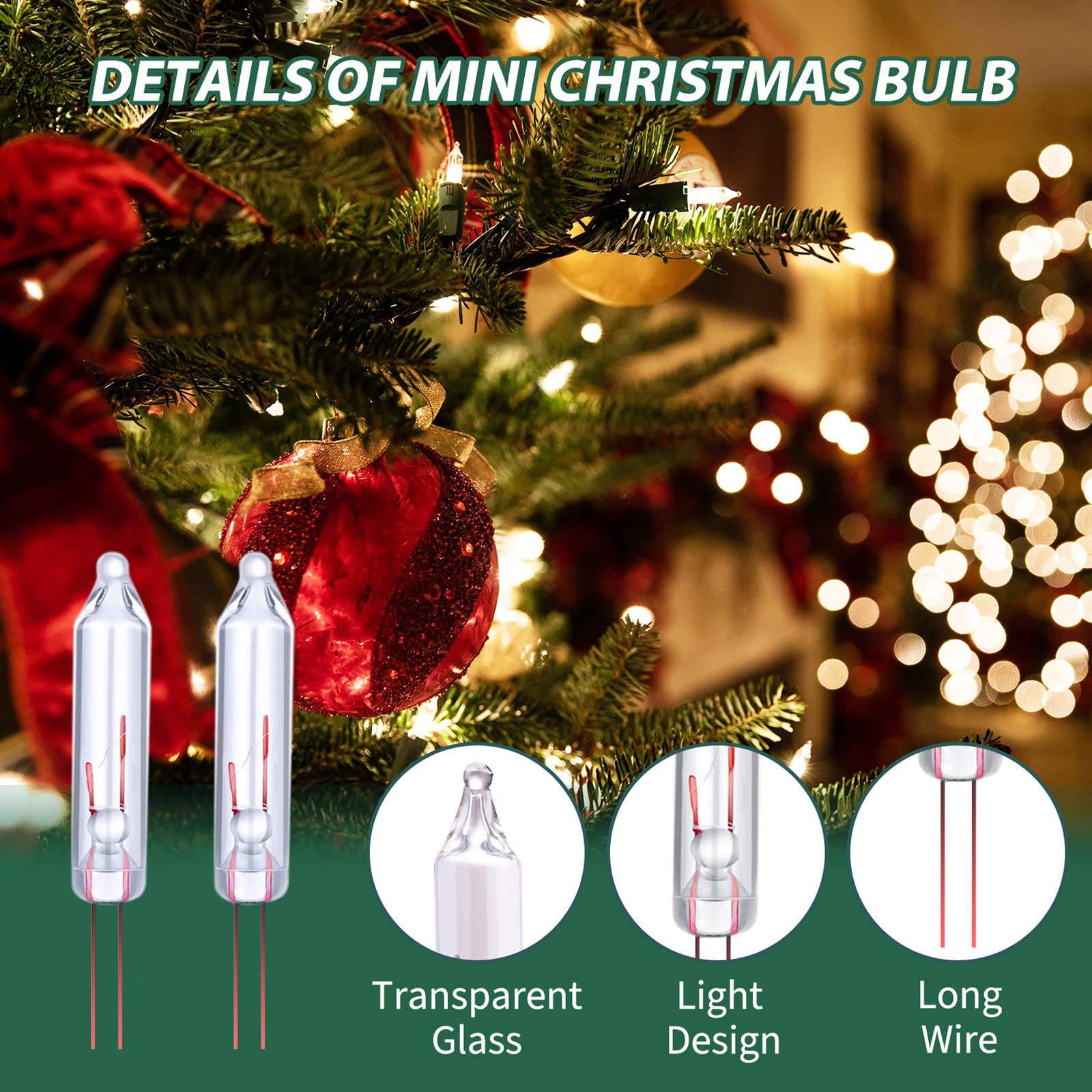 Christmas Replacement Incandescent Mini Bulbs for Mini String Lights