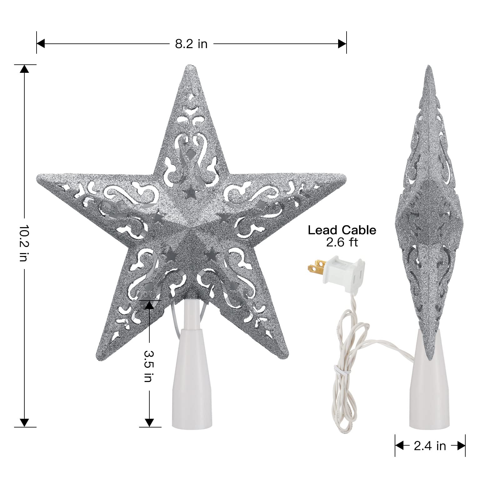 10.2 Inches / 10 Bulbs / Silver Hollow Star