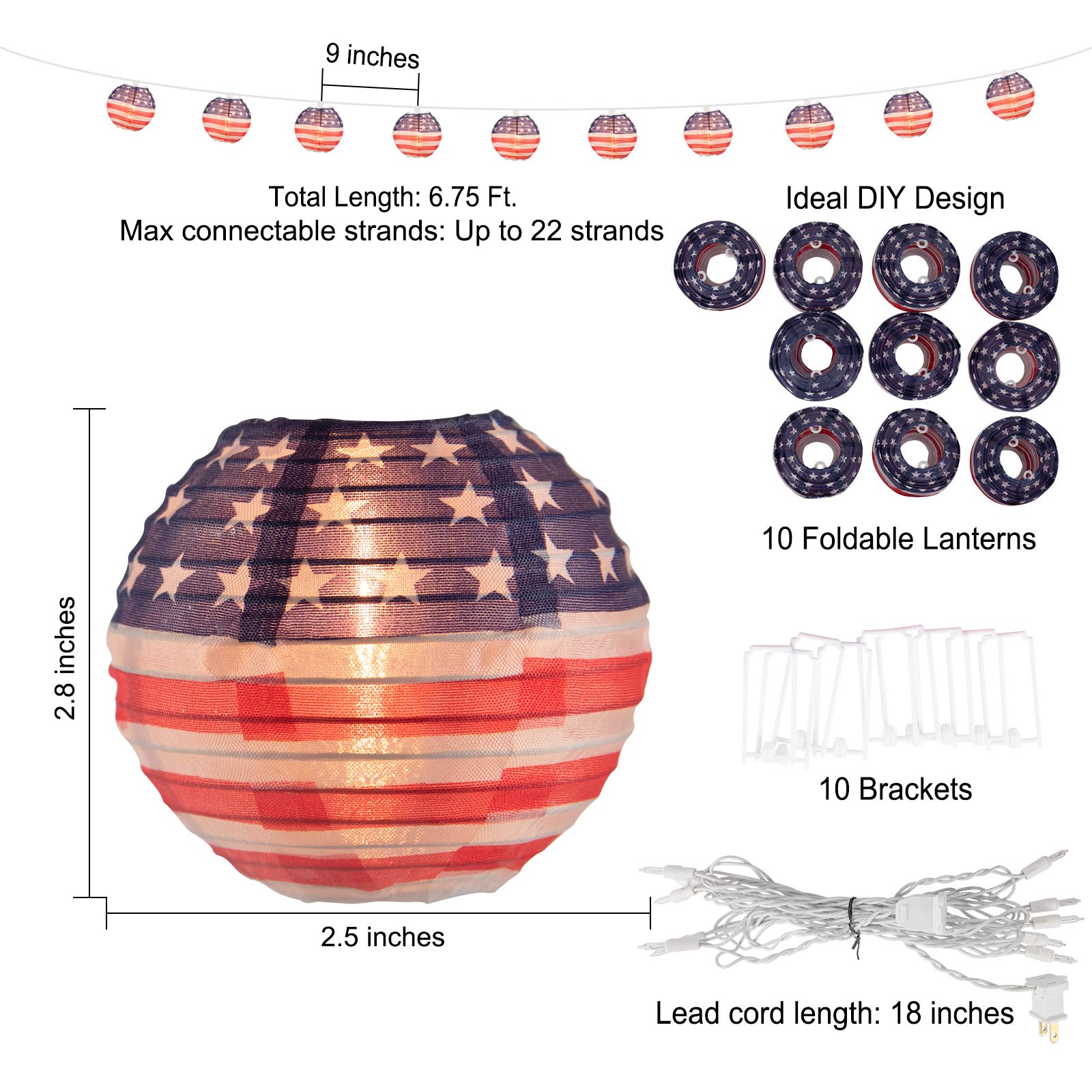 American Flag Lantern Lights, Independence Day