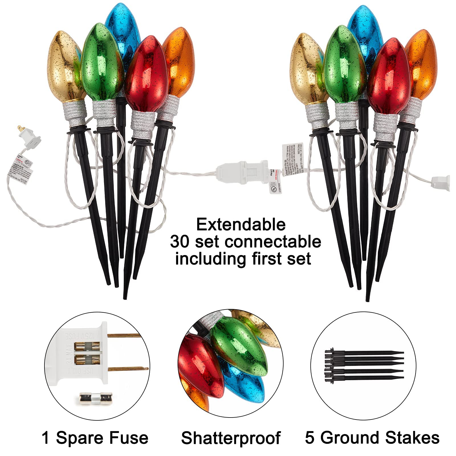 1 Pack / 6.5 Feet / 10 Mini Bulbs / Multicolor