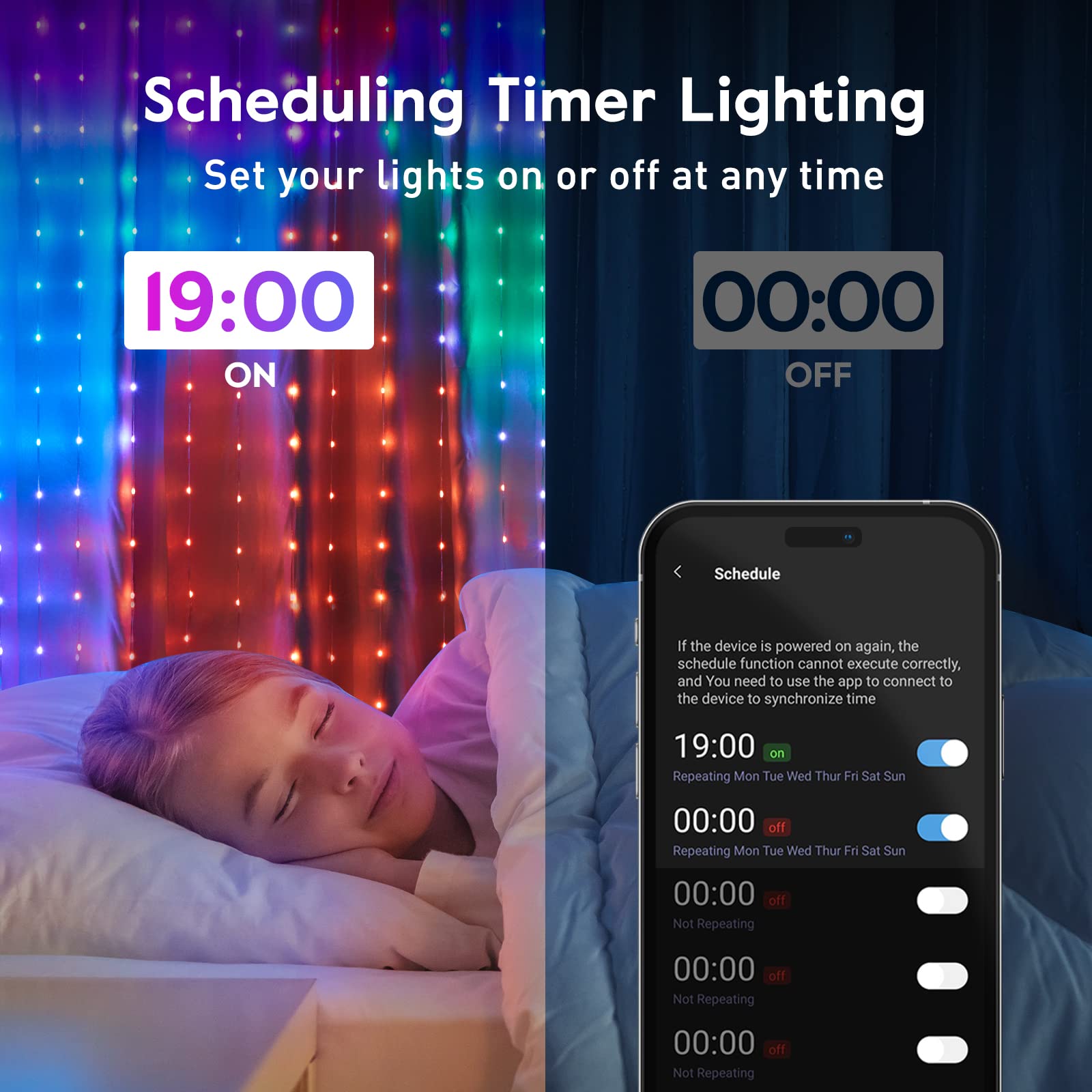 Christmas Smart Curtain Fairy Lights, Remote & Music Sync APP