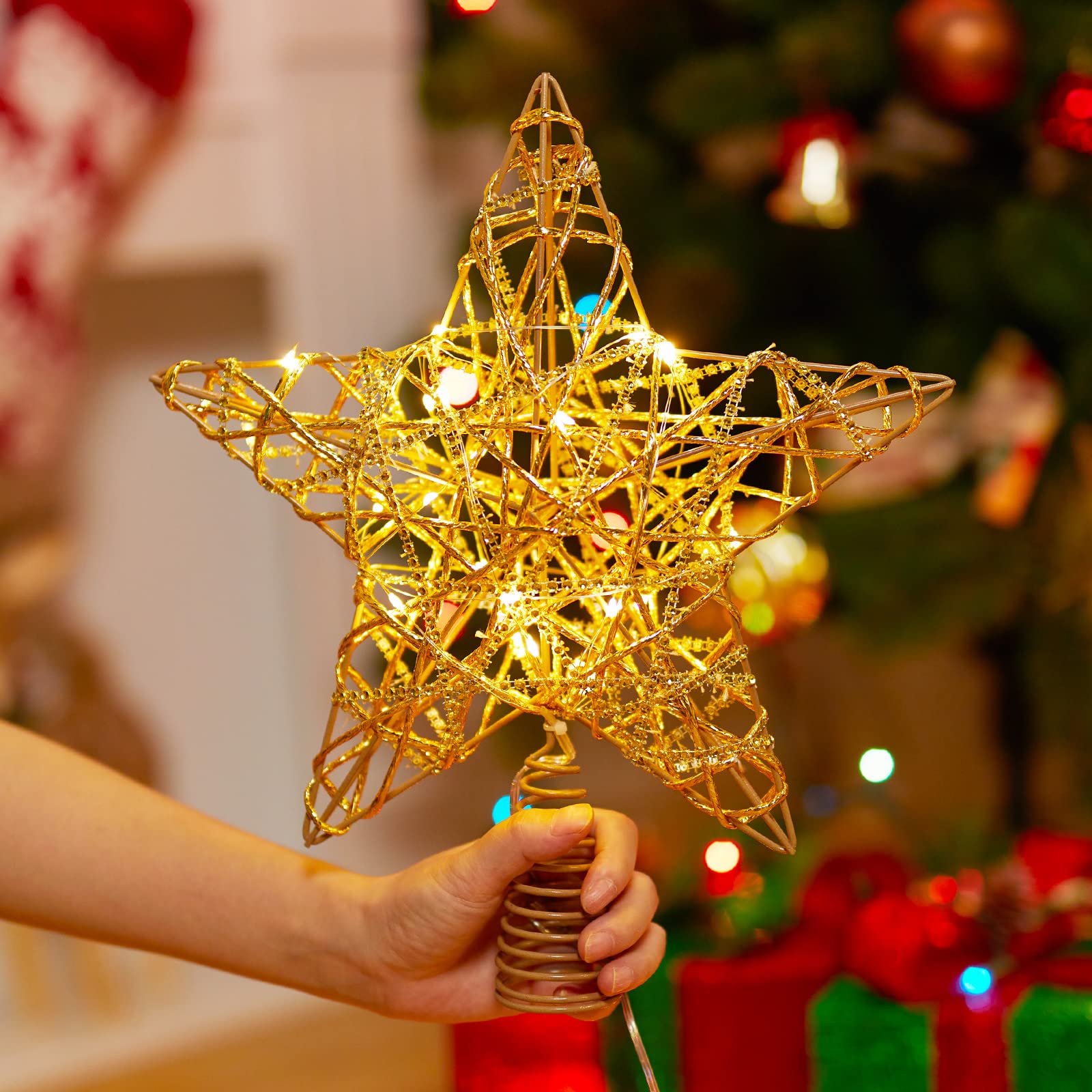 13.8 Inches / 20 LED / Golden Star Topper