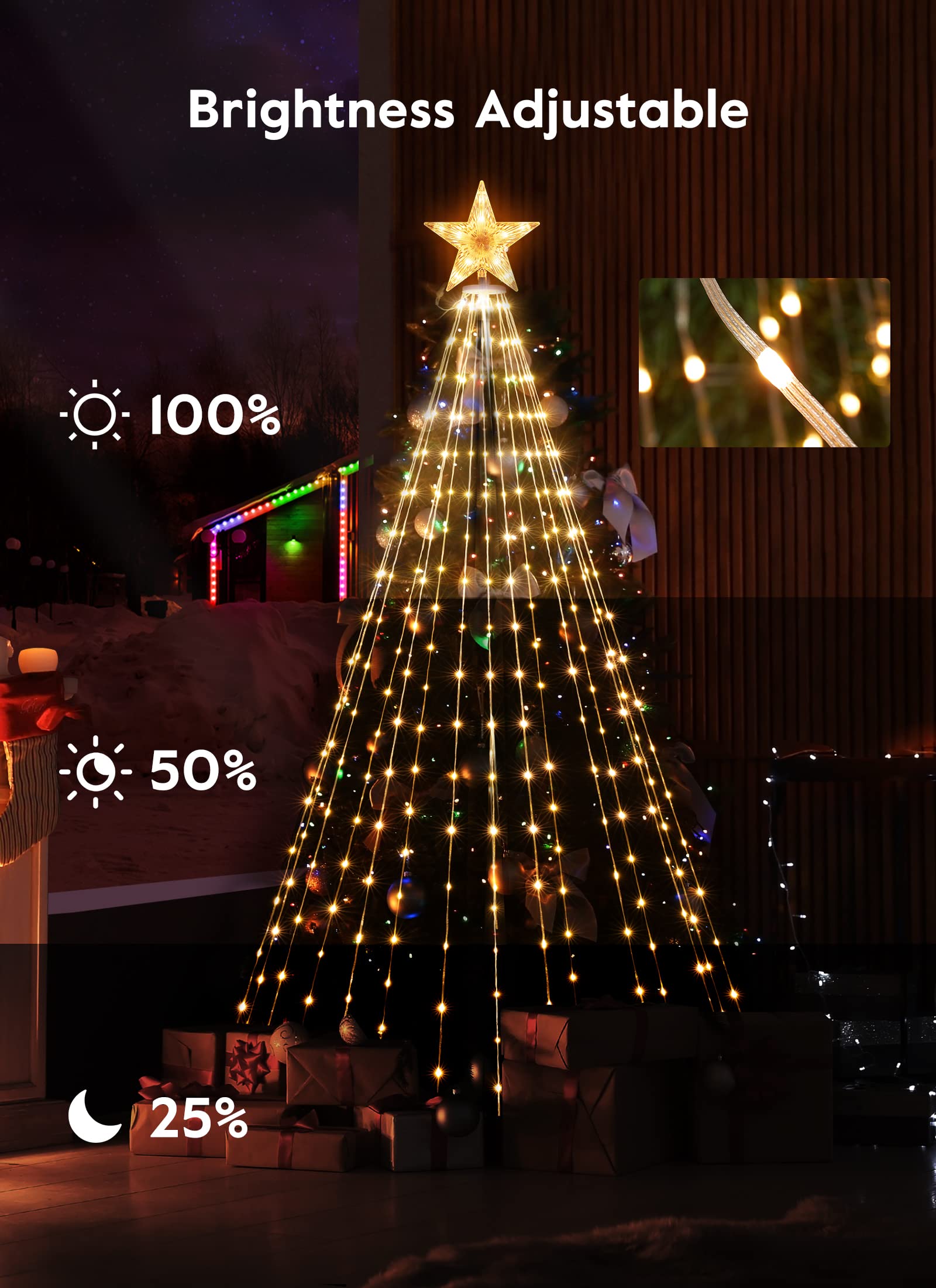 Christmas Smart Cone Tree Light with Star Topper, Remote & APP Control, 16 Colors, 34 Modes